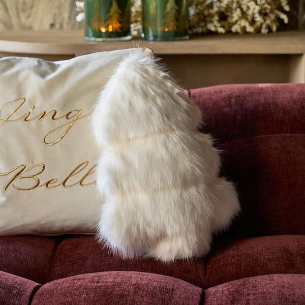 Fluffy tree faux fur box pillow