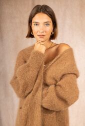 Long mohair cardigan, camel