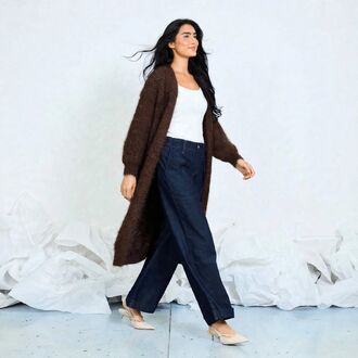 Long mohair cardigan, chocolate