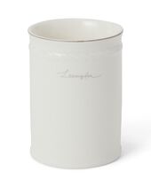 Porcelain toothbrush mug, white/beige