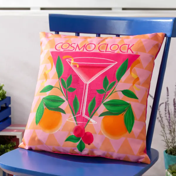 Cosmo o'clock outdoor cushion 43x43, pink