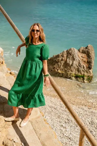 Astrid dress, holly green