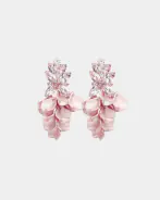 Leaf big stone earrings, light pink