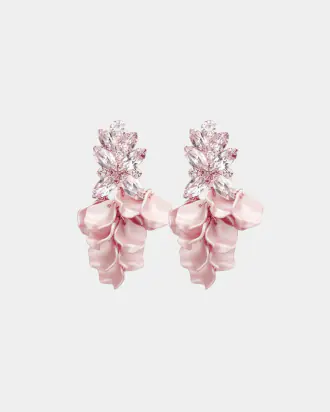 Leaf big stone earrings, light pink