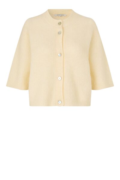 Andrea knit rib cardigan, alabaster gleam
