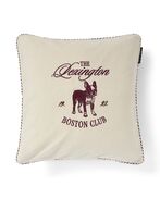 Boston club organic cotton velvet pillow cover 50x50, beige/fig