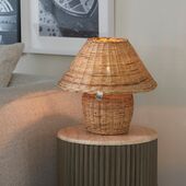 Rustic rattan ames table lamp