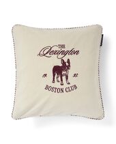 Boston club organic cotton velvet pillow cover 50x50, beige/fig