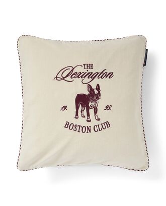 Boston club organic cotton velvet pillow cover 50x50, beige/fig