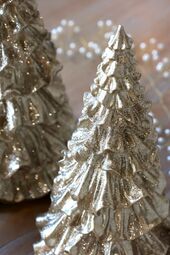 Christmas tree with glitter 15cm, champagne