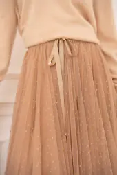 Aria tulle skirt with dots, camel/or