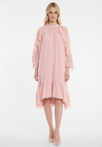 Dress with ruffles, rose
