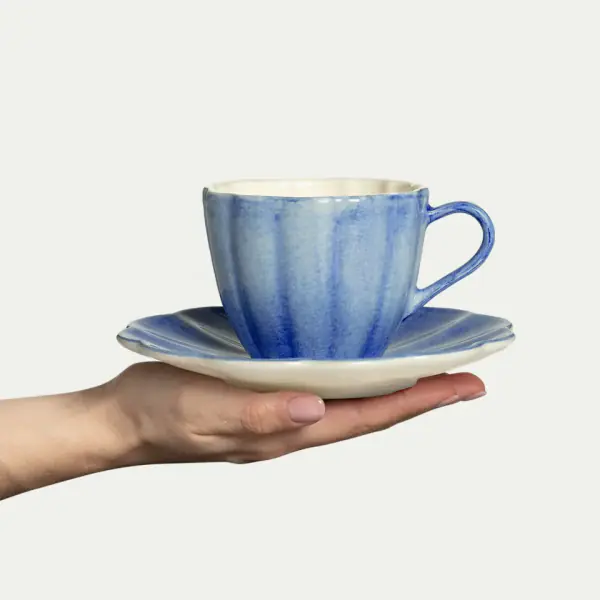 Oyster cup & saucer 17,5cm, light blue