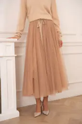 Aria tulle skirt with dots, camel/or