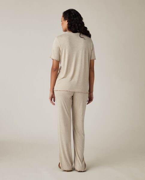 Jersey pajama set, light beige melange
