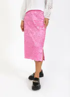 Pencil skirt in rose jacquard, magenta