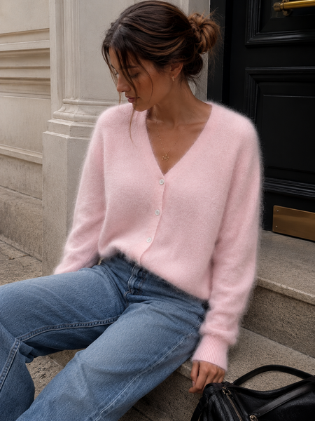 Cashmere blend cardigan, baby pink