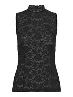Delicia lace t-neck top, black