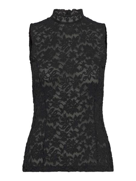 Delicia lace t-neck top, black