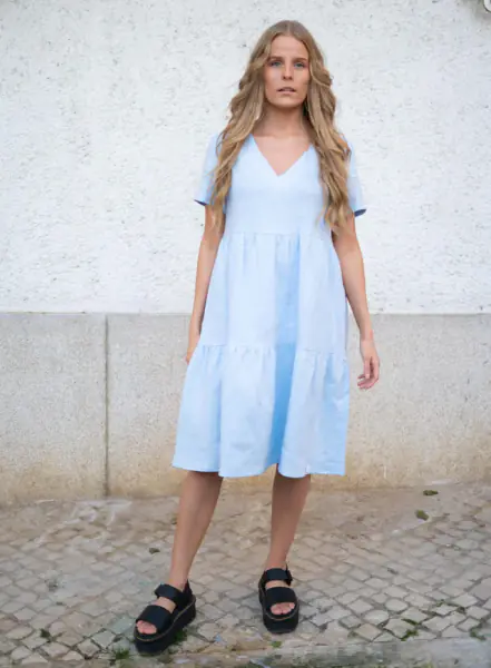 Layered dress, sky blue