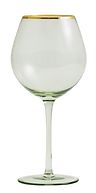 Greena wine glass with gold rim