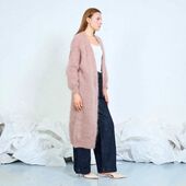 Long mohair cardigan, baby pink