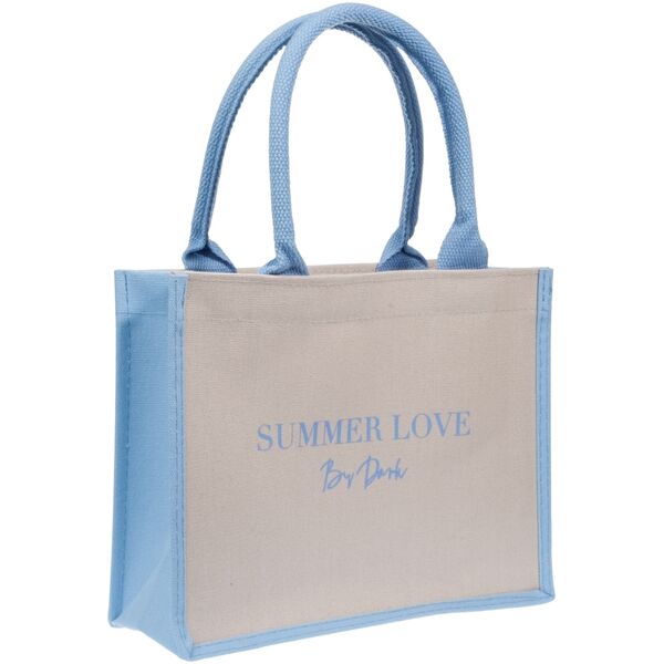 Canvas tote "Summer love" small, sand/ibiza blue