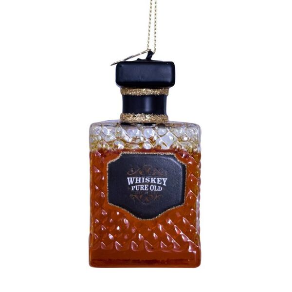 Ornament transparent whiskey bottle 8,5cm
