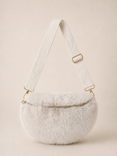 Luna fluffy crossbody bag, light beige