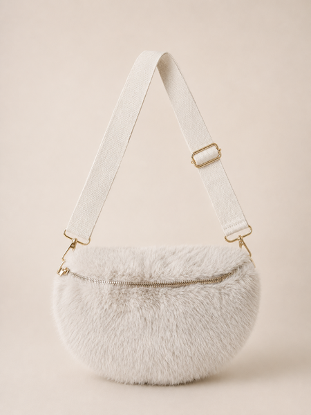 Luna fluffy crossbody bag, light beige