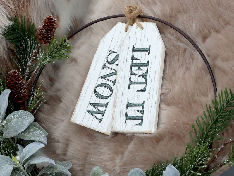 Sign let it snow 2pcs, antique white