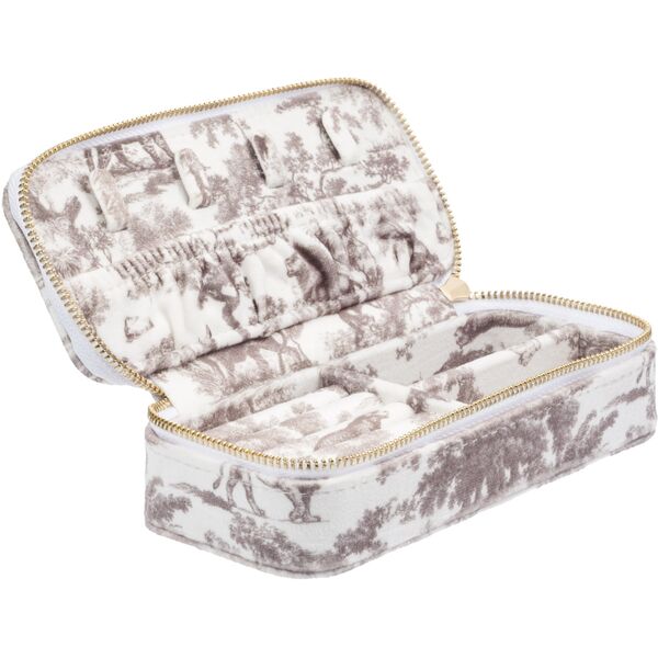 Velvet jewellery box mini, warm taupe savannah pattern