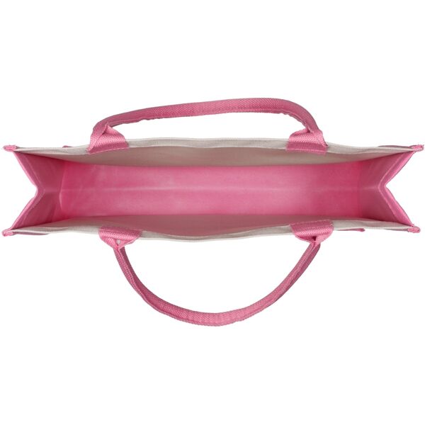 Canvas tote "C'est la vie" medium, sand/bubblegum pink