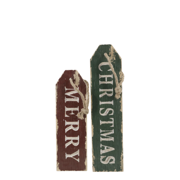 Signs Merry Christmas set of 2, green/red