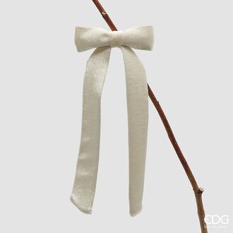 Velvet bow with clip 30x13, ivory