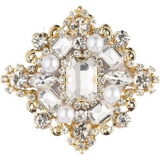Crystal vintage brooch, white mix
