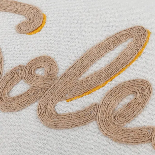 Soleil embroidered cushion cover 30x50, yellow