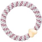 Fat hair tie with heart, cotton candy & white stripe