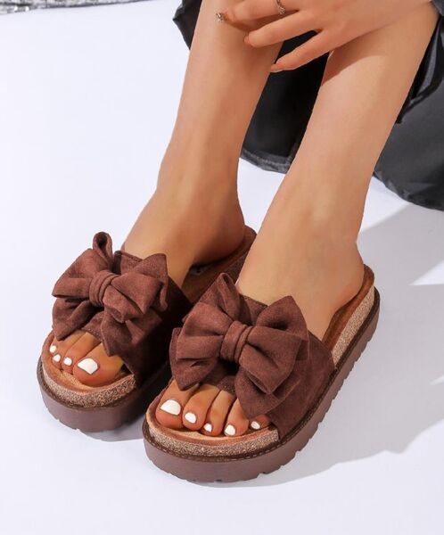 Bow sandals, Brown