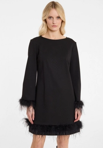 Aboa feather dress, black