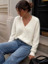 Cashmere blend cardigan, white
