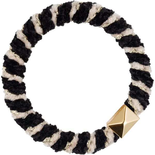 Fluffy fat hair tie, black & sand mix
