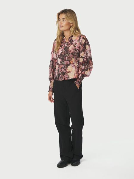 Gilda big flower blouse, black