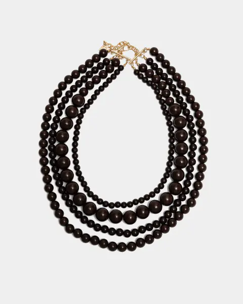 Alma pearl necklace, dark brown