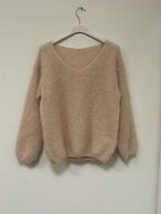 V-neck mohair knit, light beige