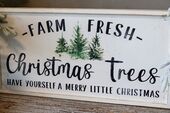 Sign Christmas trees, antique white