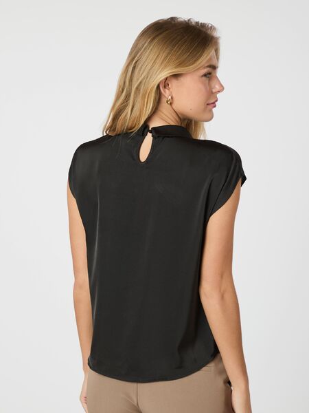 Fleur drapy satin blouse, black