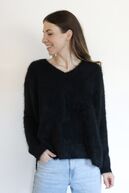 Bianca wool blend v-neck knit, noir