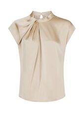 Fleur drapy satin blouse, dark sand