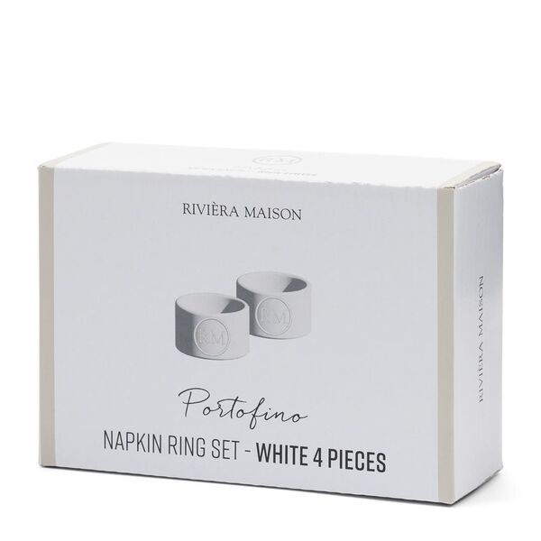 Portofino napkin ring set of 4, white